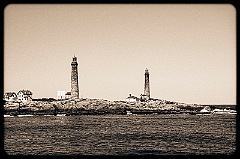 Cape Ann (Thacher Island) Lighthouse Towers - Sepia Tone